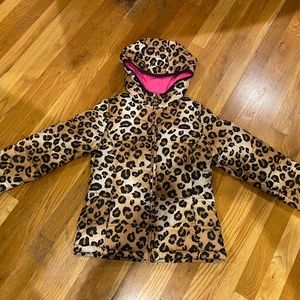 Girls leopard print winter coat